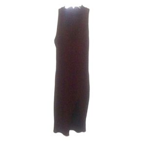 🌞 Papaya maroon sleeveless bodycon midi dress black lace in slit Made in USA M
